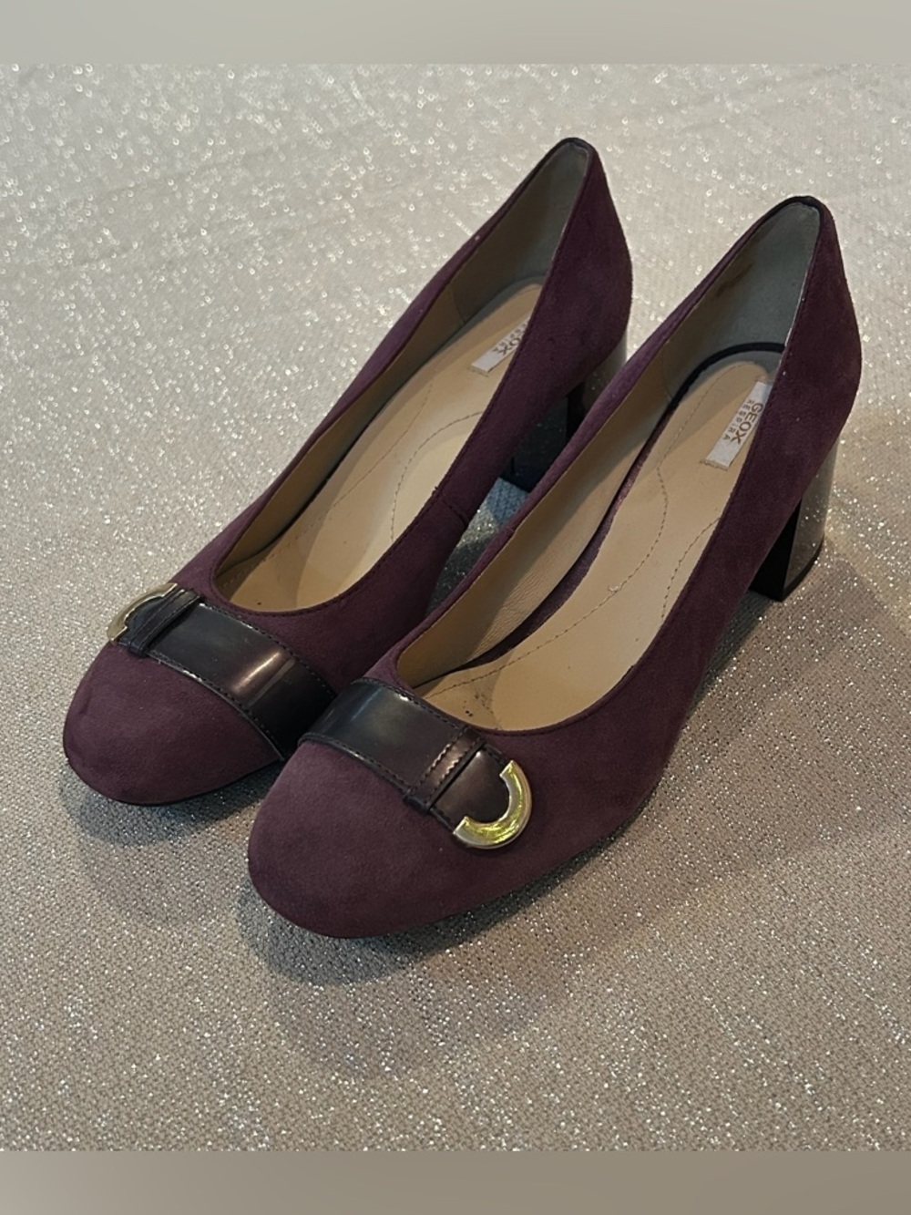 Geox Respira Plum Suede Pumps, Size EU 39